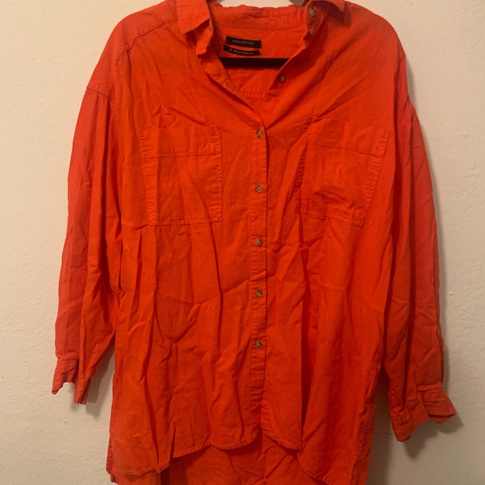 Urban Outfitters Oversized Red Button Down